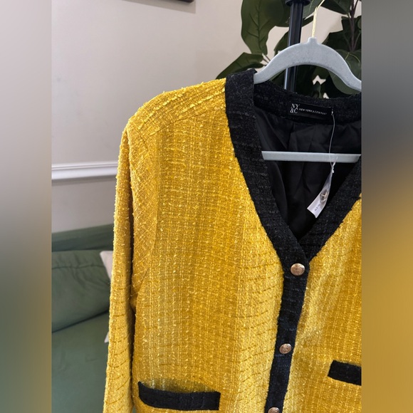 Ny&Company Yellow Black Plus size Women’s Tweed Jacket Blazer Fall Jacket XXL - Picture 11 of 16